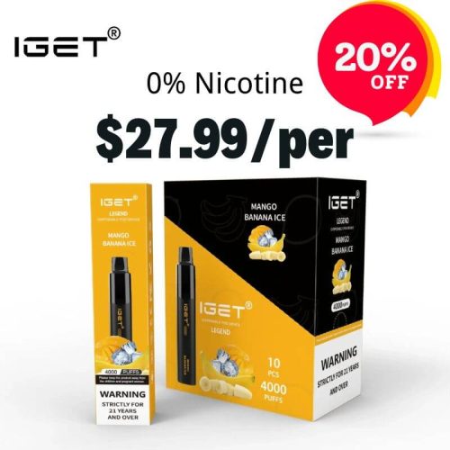 Nicotine free IGET Legend box 10 pcs cheap to buy
