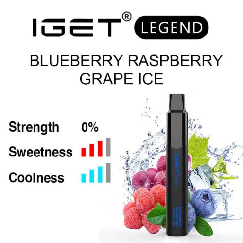 Nicotine free Blueberry Raspberry Grape Ice IGET Legend flavour