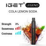 Nicotine free Cola Lemon Soda IGET Legend flavour
