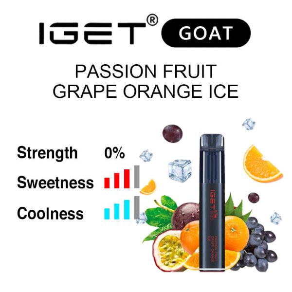 nicotine free Passion Fruit Grape Orange Ice IGET Goat flavour