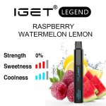 Nicotine free Raspberry Watermelon Lemon IGET Legend flavour