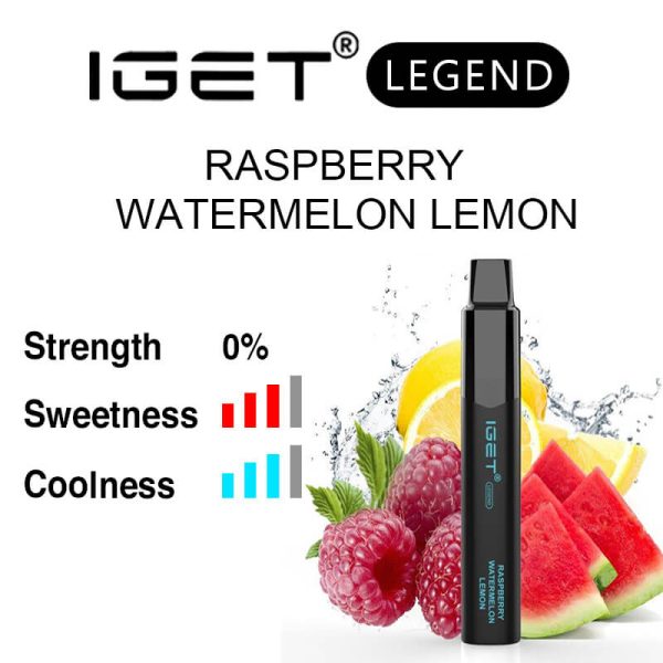 Nicotine free Raspberry Watermelon Lemon IGET Legend flavour